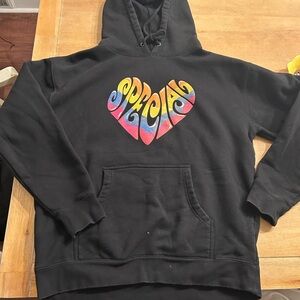 Lizzo Design Black Hoodie with Colorful Heart Design. Large
